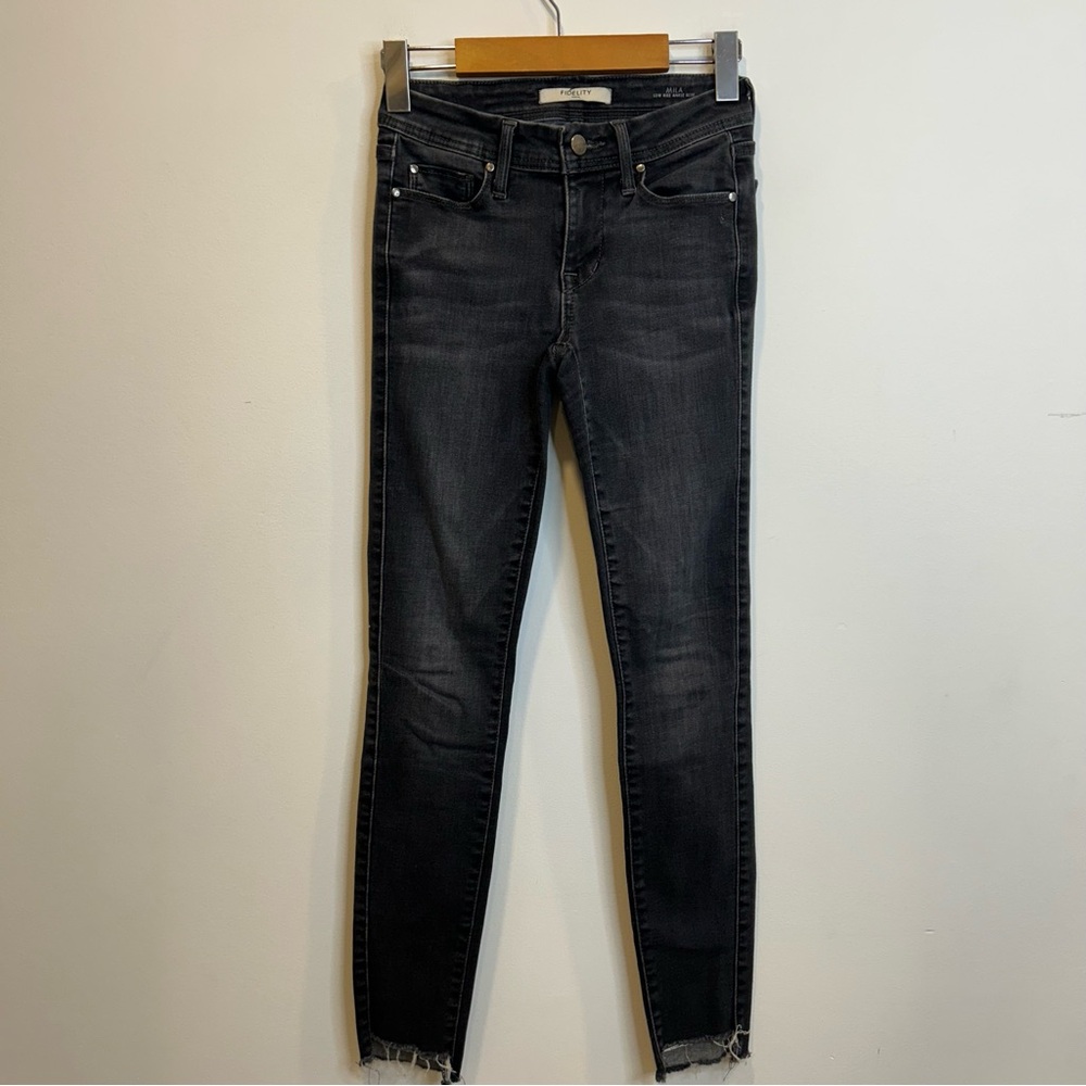 Fidelity Mila Low Rise Ankle Slim Raw Hem Jeans after midnight black